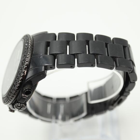 Fossil Black Acrylic 42mm Unisex Chronograph Watch Gem Set CH2672 w New Battery - Picture 12 of 14